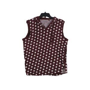 American Republic Sleeveless Hoodie Maroon With White‎ Star Print Size M